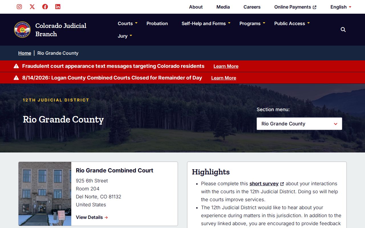 Rio Grande County court docket for arrest news verification